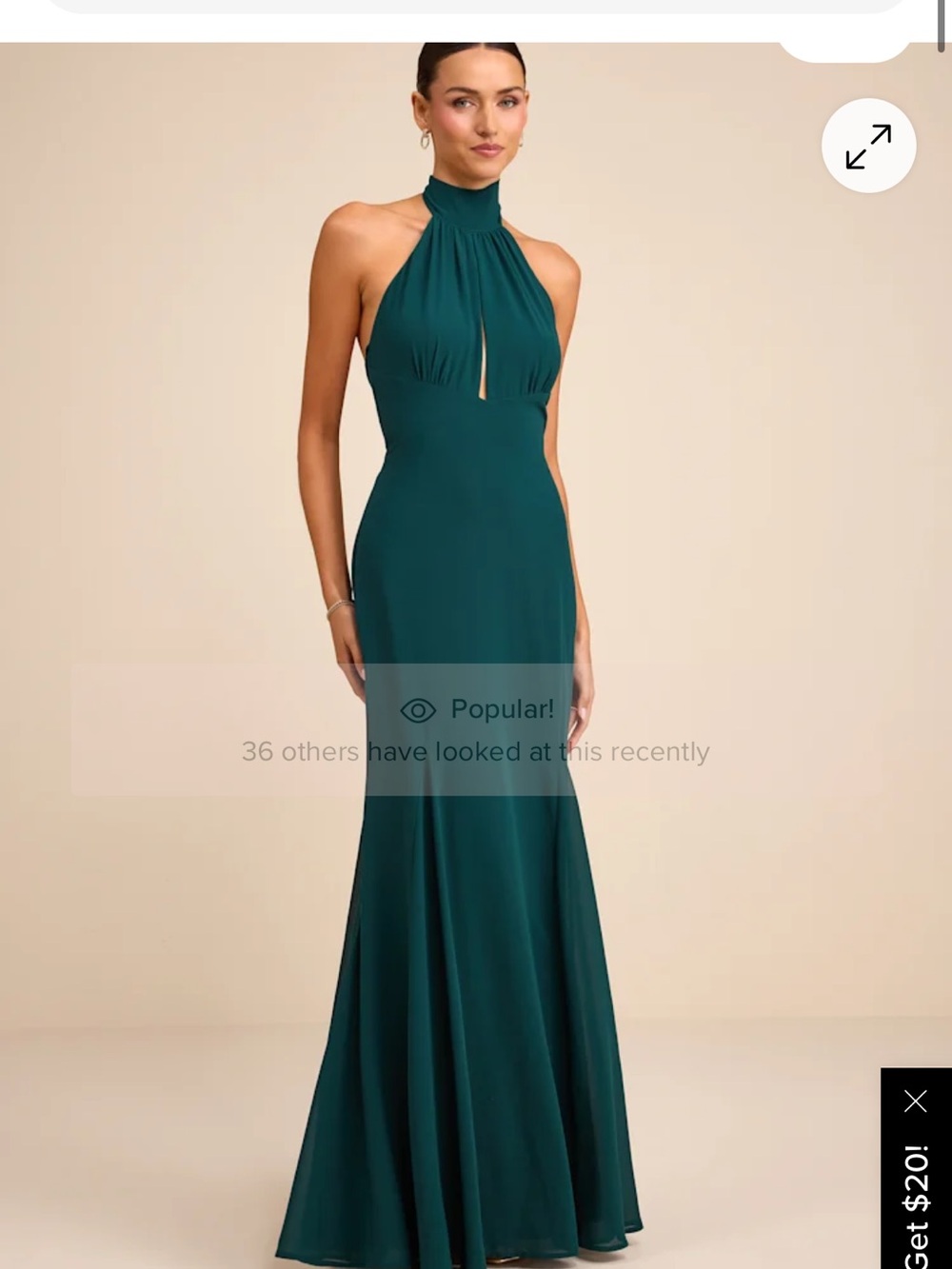 Halter Neck Emerald Green Evening Gown